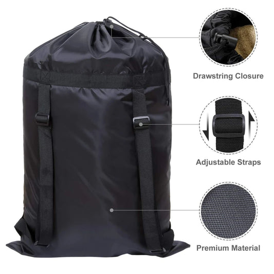 Sac à linge à dos à cordon de lavage en polyester résistant pour l'école et le camping
